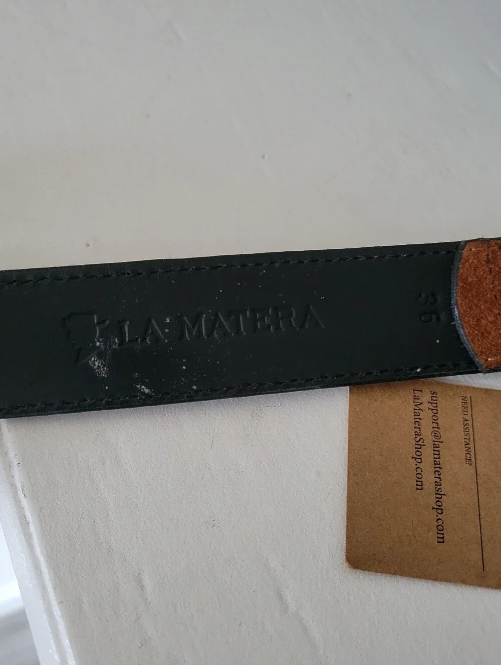 La Matera Men’s Western Style Belt Size 36 Brown Geometric Woven Inlay Leather